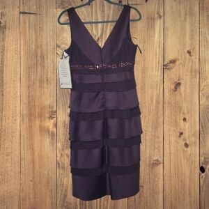 Alex Evenings  Deep Purple Layered Midi Dress Size 10 NWT